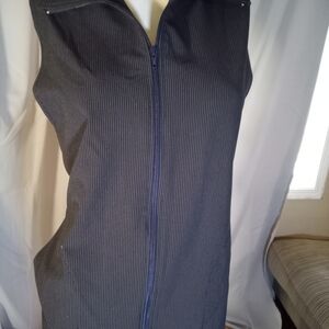 Black Pinstripe Zip-Up Vest